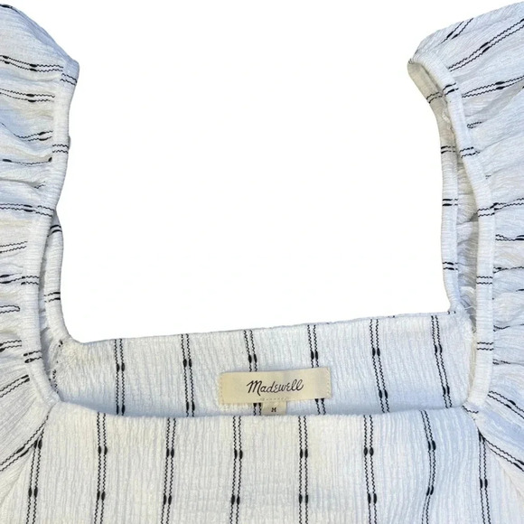 Madewell Puff-Sleeve Empire Top white and black Size  Medium - Picture 10 of 14